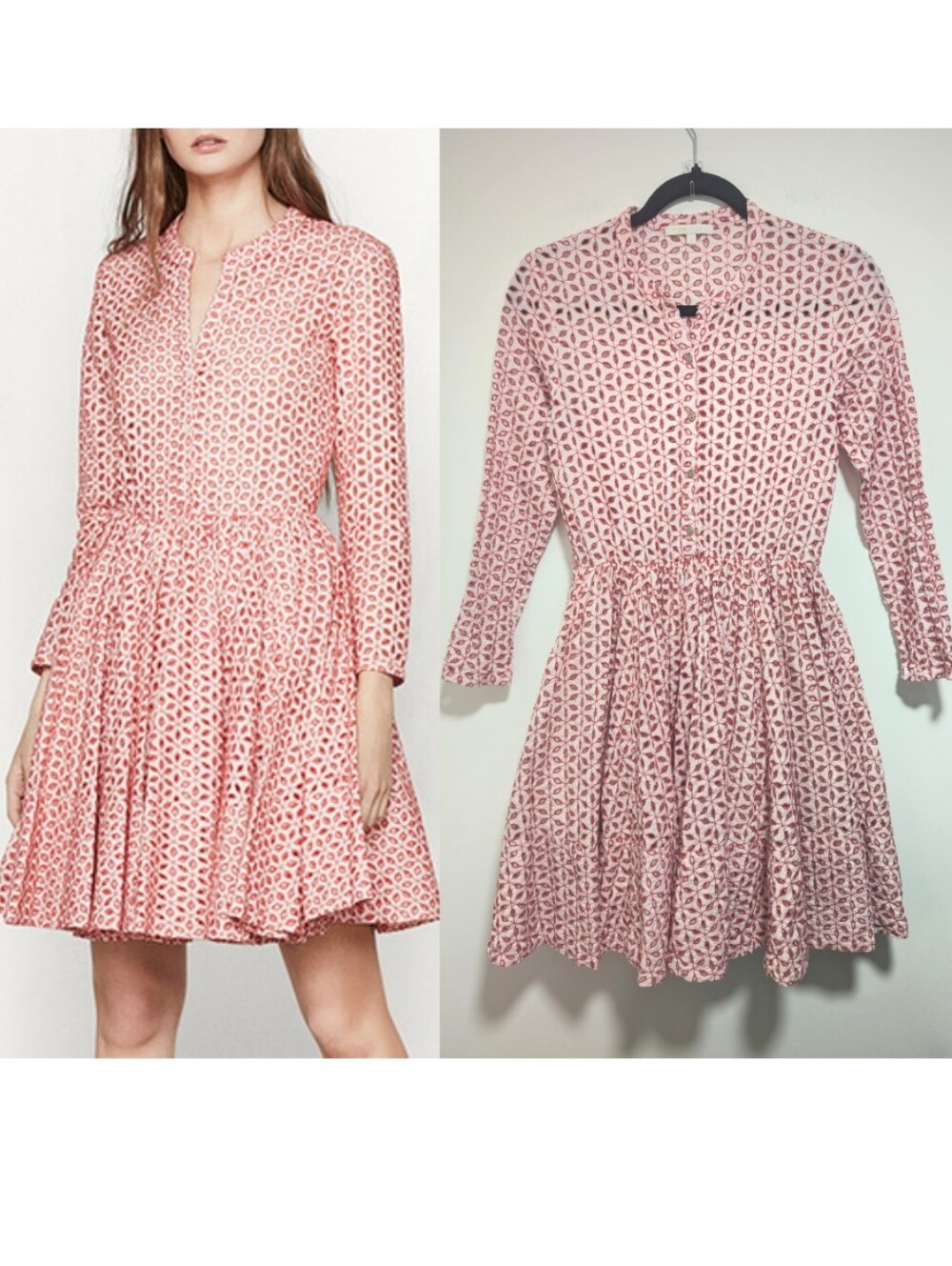 Maje | Rayani Eyelet Embroidered Mini Dress In Coral Red White